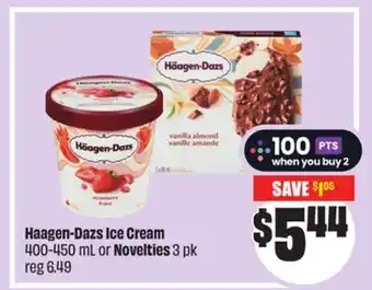 Chalo FreshCo Haagen-Dazs Ice Cream 400-450 mL or Novelties 3 pk offer