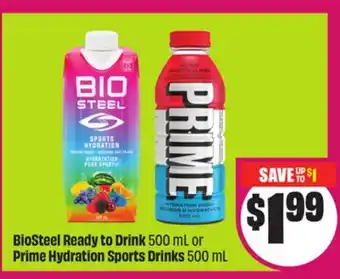 Chalo FreshCo BioSteel Ready to Drink 500 mL or Prime Hydration Sports Drinks 500 mL offer