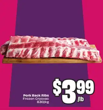 Chalo FreshCo Pork Back Ribs Frozen Cryovac 8.80/kg offer