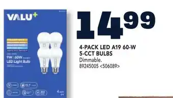 RONA 4-PACK LED A19 60-W 5-CCT BULBS offer