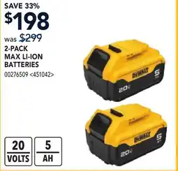 RONA DEWALT 2-PACK MAX LI-ION BATTERIES offer