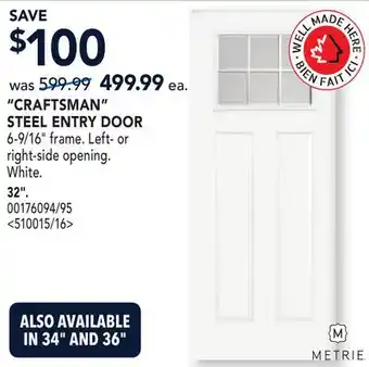 RONA CRAFTSMAN STEEL ENTRY DOOR offer
