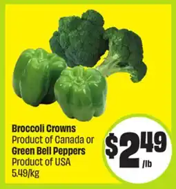 FreshCo Broccoli Crowns Product of Canada or Green Bell Peppers Product of USA 549/kg offer
