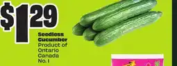 FreshCo Seedless Cucumber Product of Ontario Canada No. 1 offer