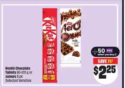 FreshCo Nestlé Chocolate Tablets 90-120 g or Juniors 8 pk Selected Varieties offer