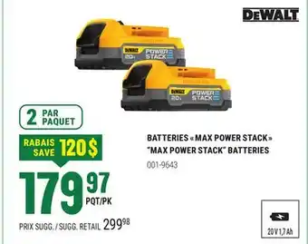 BMR DEWALT MAX POWER STACK BATTERIES offer
