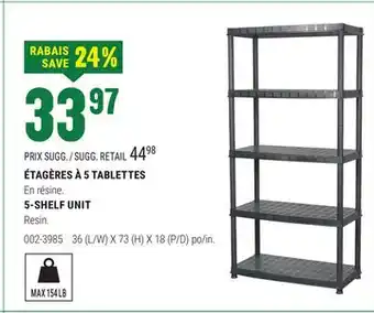 BMR ÉTAGÈRES À 5 TABLETTES offer