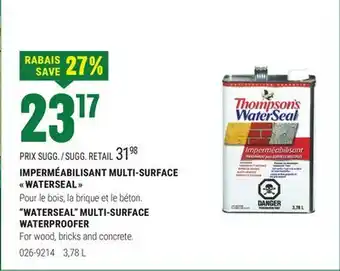 BMR IMPERMÉABILISANT MULTI-SURFACE  WATERSEAL  offer