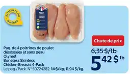 Walmart Olymel Boneless Skinless Chicken Breasts 4-Pack offer