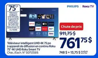 Walmart 75 4K UHD Roku Smart TV offer