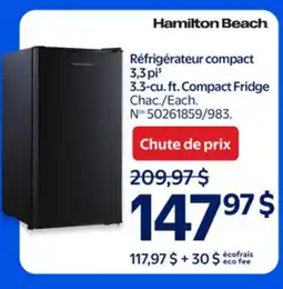 Walmart Hamilton Beach 3.3-cu. ft. Compact Fridge offer