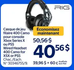 Walmart Wired Headset 400 Camo for XSX or PS5 offer
