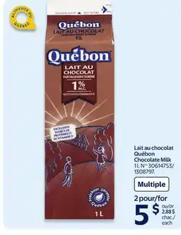 Walmart Québon Chocolate Milk offer