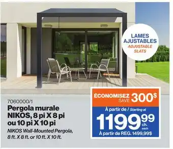 Patrick Morin NIKOS Wall-Mounted Pergola, 8 ft. X 8 ft. or 10 ft. X 10 ft offer