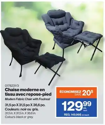 Patrick Morin Modern Fabric Chair with Footrest offer