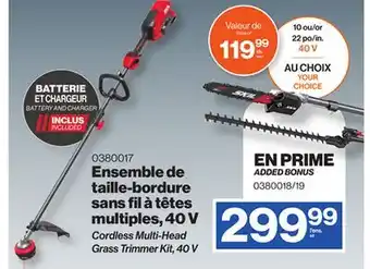 Patrick Morin Cordless Multi-Head Grass Trimmer Kit, 40 V offer
