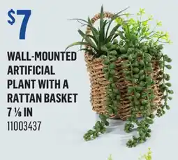 Canac Wall-Mounted Artificial Plant with a Rattan Basket offer