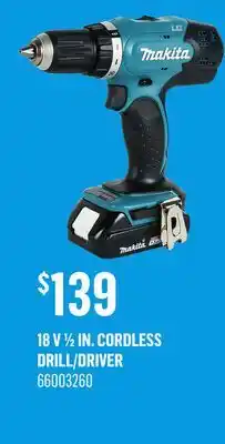 Canac 18 V 1/2 in. Cordless Drill/Driver offer