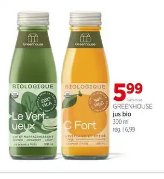 Avril GREENHOUSE jus bio offer