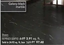 RONA Galaxy black marble vinyl tiles offer