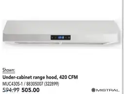 RONA MISTRAL range hoods offer