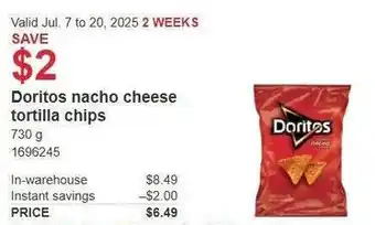 Costco Doritos nacho cheese tortilla chips offer