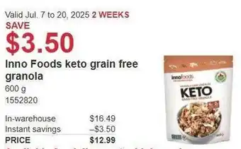 Costco Inno Foods keto grain free granola offer