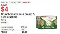 Costco Crunchmaster sour cream & herb crackers offer