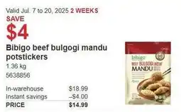 Costco Bibigo beef bulgogi mandu potstickers offer