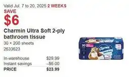 Costco Charmin Ultra Soft 2-ply bathroom tissue offer