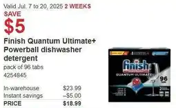 Costco Finish Quantum Ultimate Powerball dishwasher detergent offer