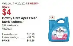 Costco Downy ultra april fresh fabric softener offer