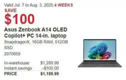 Costco Asus Zenbook A14 OLED Copilot+ PC 14-in. laptop offer