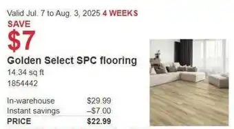 Costco Golden select spc flooring offer