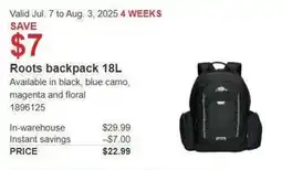 Costco Roots backpack offer