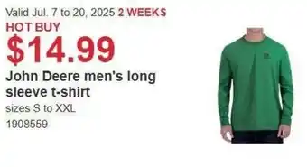 Costco John Deere men's long sleeve t-shirt offer