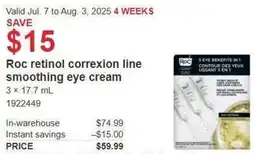 Costco Roc retinol correxion line smoothing eye cream offer