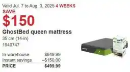 Costco GhostBed queen mattress offer