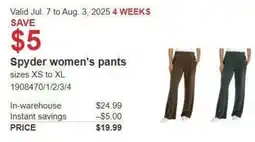 Costco Spyder women's pants offer