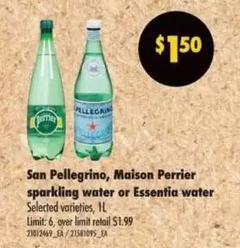 Real Canadian Superstore San Pellegrino, Maison Perrier sparkling water or Essentia water offer