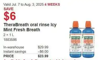 Costco TheraBreath oral rinse Icy Mint Fresh Breath offer