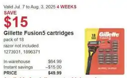 Costco Gillette Fusion5 cartridges offer