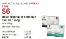 Costco Dove original or sensitive skin bar soap offer