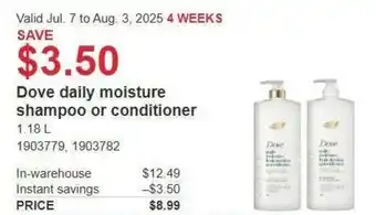 Costco Dove daily moisture shampoo or conditioner offer
