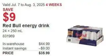 Costco Red bull energy drink offer