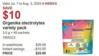 Costco Organika electrolytes variety pack offer