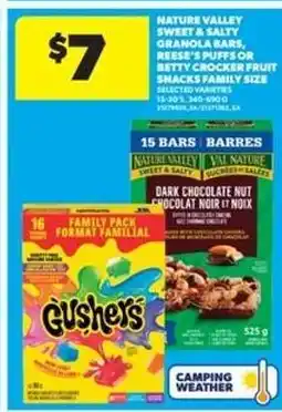 Real Canadian Superstore Nature Valley Sweet & Salty Granola Bars, Reese's Puffs or Betty Crocker Fruit Snacks Family Size offer