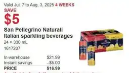 Costco San Pellegrino naturali italian sparkling beverages offer