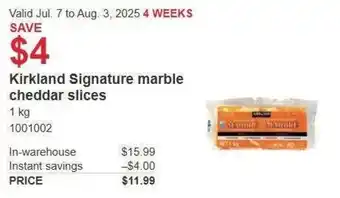 Costco Kirkland Signature marble cheddar slices offer
