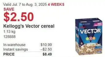Costco Kellogg's Vector Kellogg's Vector cereal 1.13 kg offer